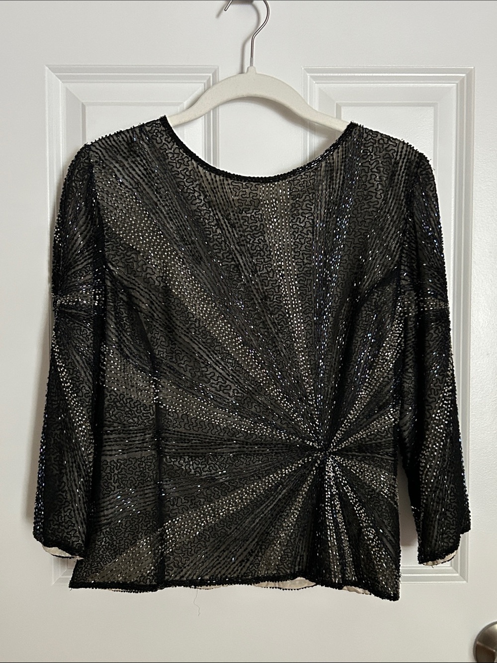 EUC Vintage Papell Boutique Evening Black Sequin Women's Top Size Small